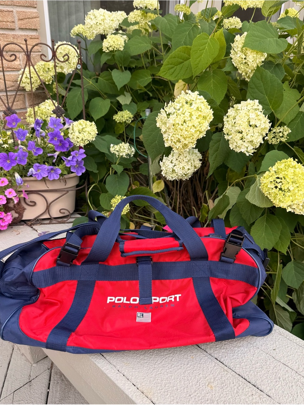 Vintage Polo by Ralph Lauren Red & Navy Duffel Bag/Gym Bag